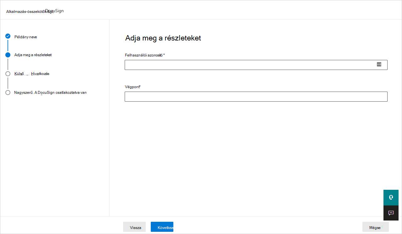 Adja meg a DocuSign adatait.