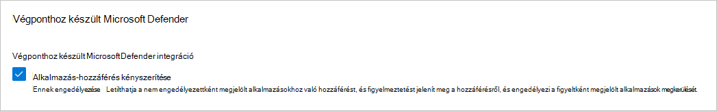 Képernyőkép a végponthoz készült Defender blokkolásának engedélyezéséről.