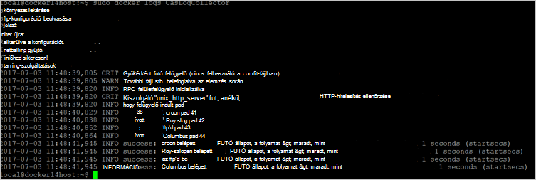 Képernyőkép egy parancsról, amelyen a gyűjtő megfelelően fut.