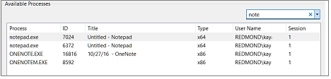 Attach to Process Filter