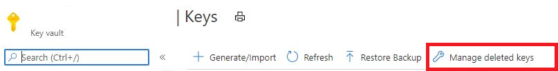Pada Kunci, opsi Kelola kunci yang dihapus disorot.