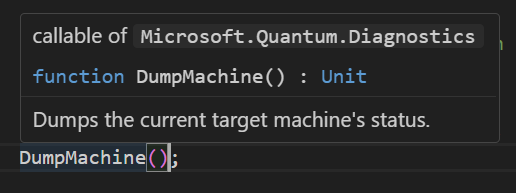 Cuplikan layar detail yang muncul saat Anda mengarahkan mouse ke operasi 'H' di Visual Studio Code.