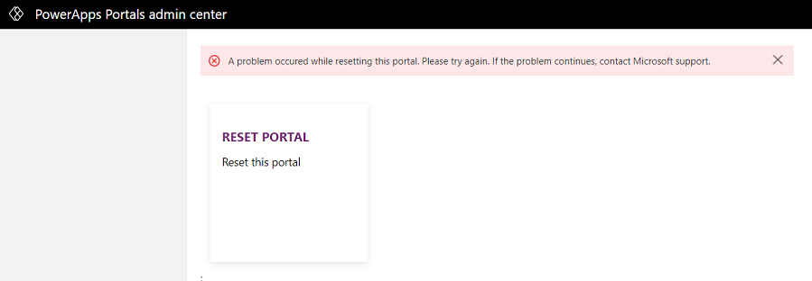 Kesalahan saat mereset portal.