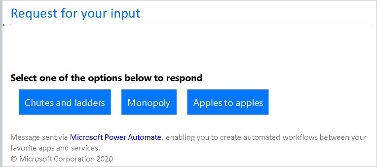 Tangkapan layar email dengan tombol pemungutan suara.