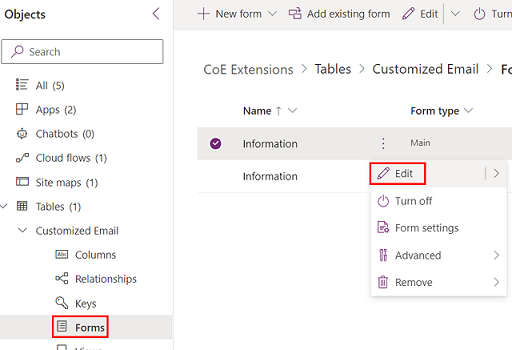 Edit formulir