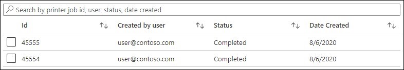 Cuplikan layar Portal Admin memperlihatkan kotak pencarian baru di halaman Printer.