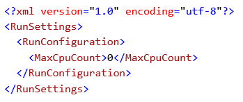 Eksekusi Pengujian Paralel diaktifkan menggunakan pengaturan MaxCpuCount di bagian global file .runsettings