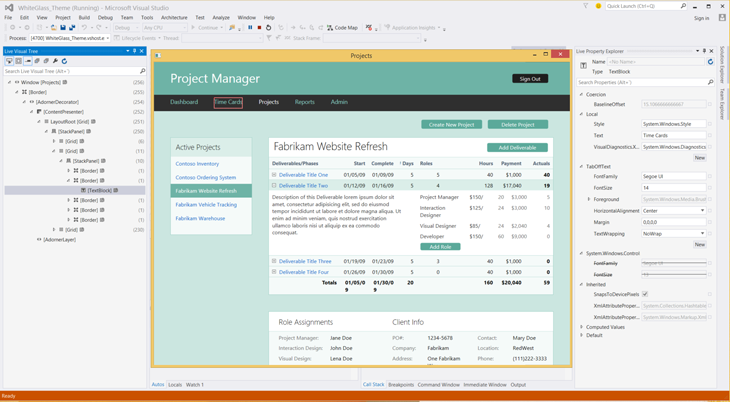 Alat Debugging UI untuk XAML, layar penuh