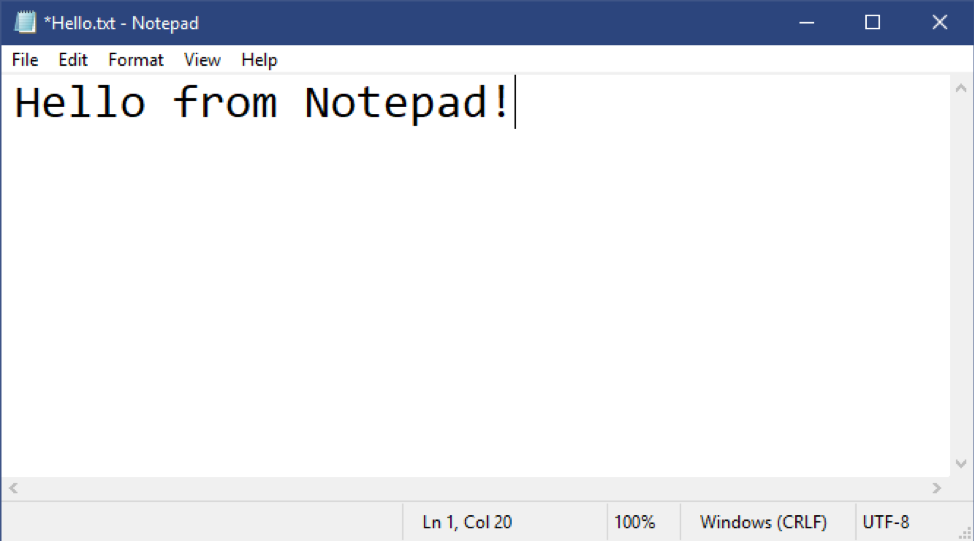 Notepad title with an asterisk showing it has unsaved changes.