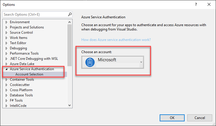 A screenshot showing how to sign-in to Azure using Visual Studio.