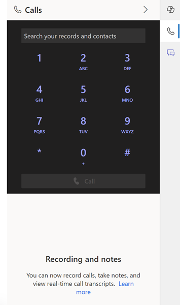 Open Microsoft Teams dialer.