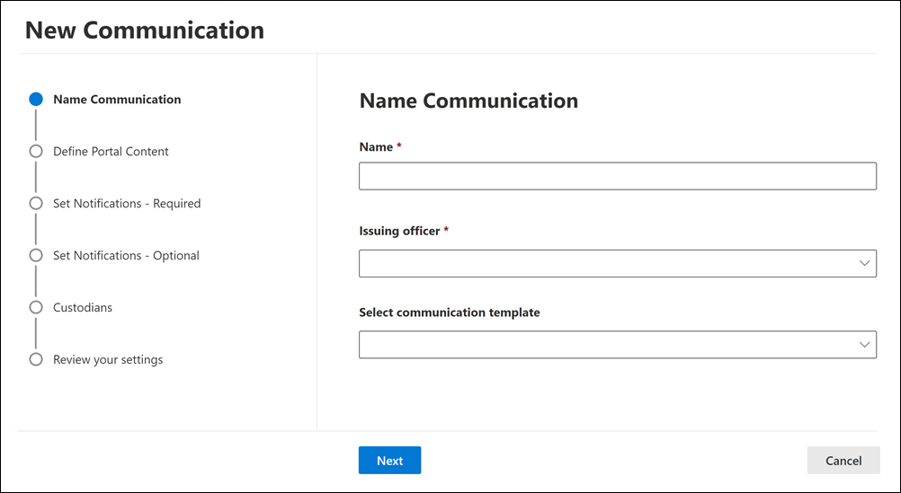 Pagina Comunicazione nome.