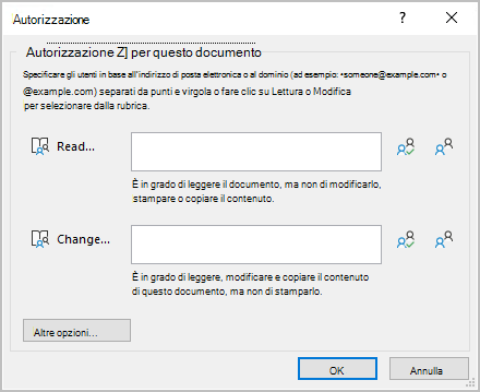 Finestra di dialogo utente meno recente per selezionare le autorizzazioni che includono il diritto di utilizzo EXTRACT.