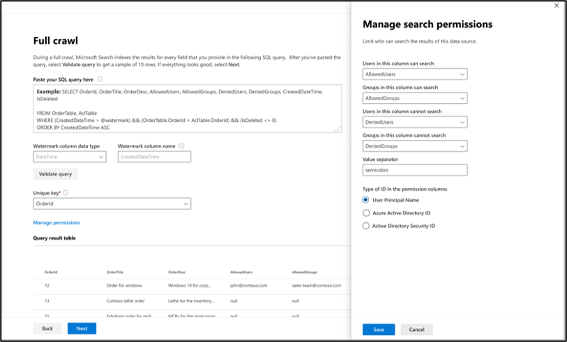 Cercare le impostazioni di autorizzazione per configurare gli elenchi di controllo di accesso.