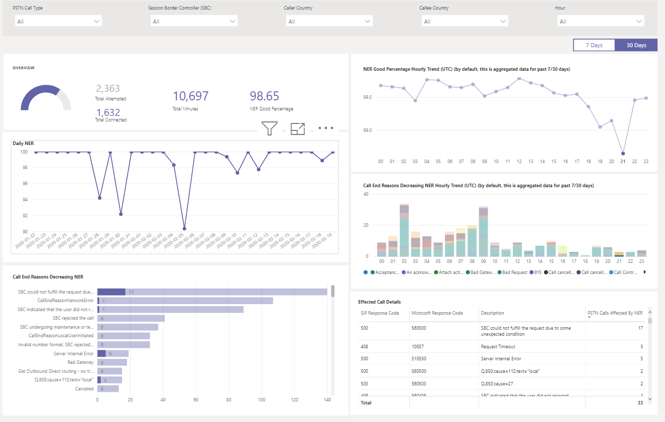 Screenshot che mostra i dati orari NER nel report sull'integrità.