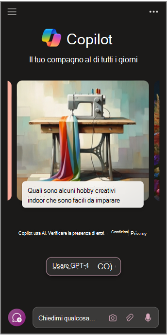 Microsoft Copilot su dispositivi mobili.