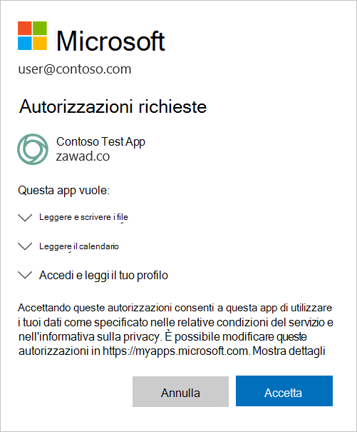 Autorizzazione dell'app OAuth.