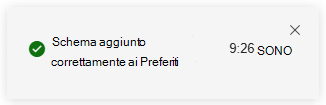 Screenshot della notifica che indica che un nuovo elemento è stato aggiunto ai Preferiti nella ricerca avanzata.