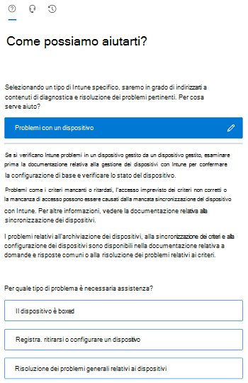 Screenshot che mostra le opzioni dello scenario filtrato nell'interfaccia di amministrazione Intune.