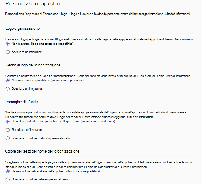 Screenshot di Teams personalizza i criteri dell'app store nell'interfaccia di amministrazione di Teams.