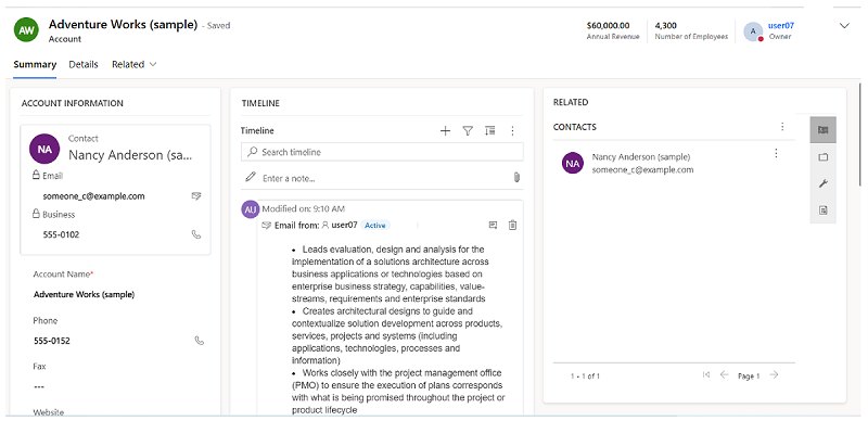 Visualizzazione in linea del messaggio e-mail.