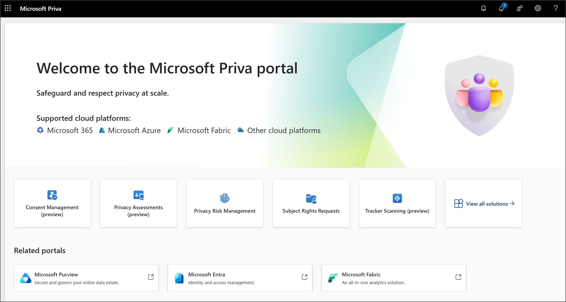 Screenshot del portale di Microsoft Priva.