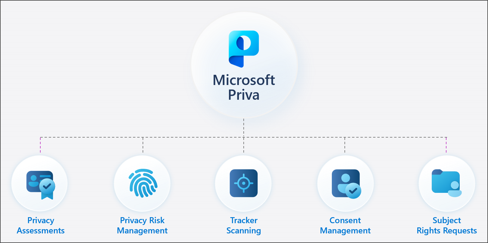 Illustrazione di Microsoft Priva famiglia di soluzioni.