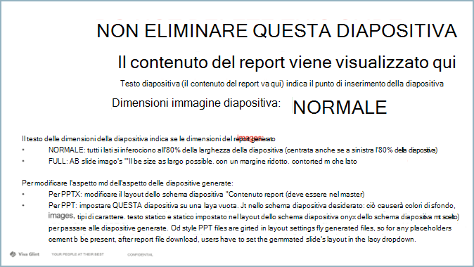 Screenshot di una diapositiva segnaposto del contenuto del report.