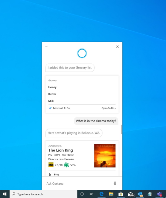 Introduzione a una nuova esperienza cortana per Windows 10.