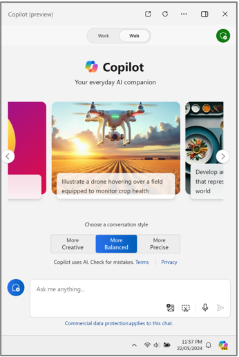 Windows での商用データ保護を使用したMicrosoft Copilot。