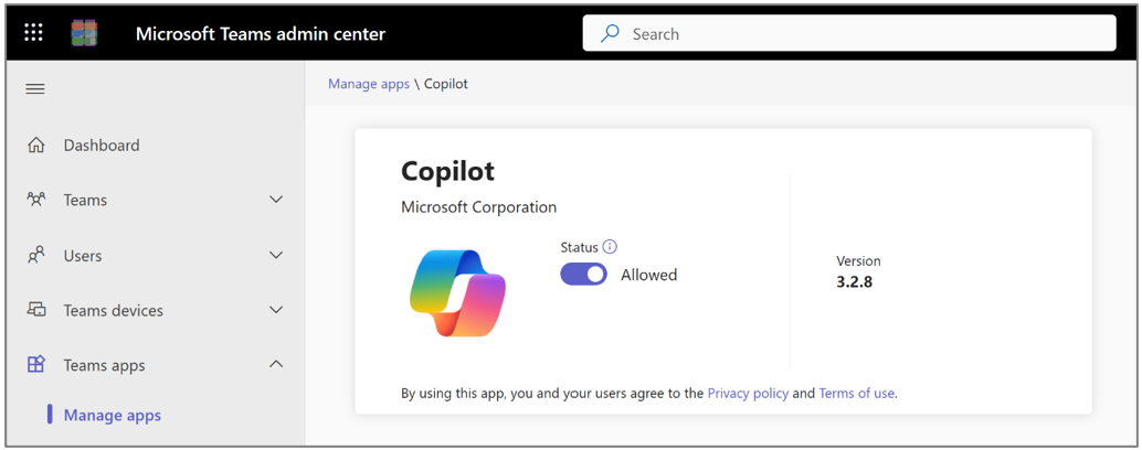 Microsoft Teams用の Copilot アプリ。