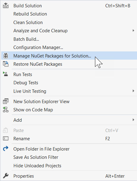 Manage NuGet Packages