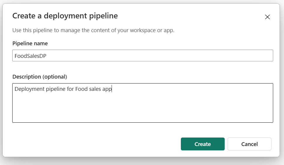 新しい名前付きパイプラインを作成する方法を示すスクリーンショット。