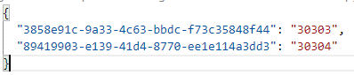 CustomConnectorPortMap.json ファイルのポート マッピングのスクリーンショット。