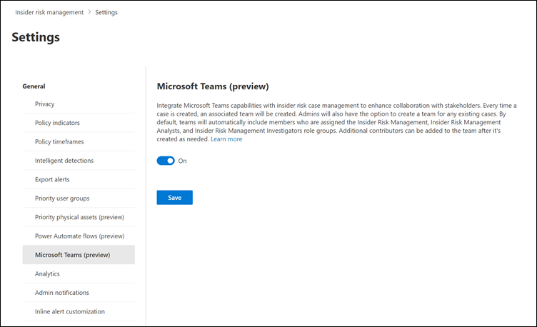 インサイダーリスク管理Microsoft Teams。