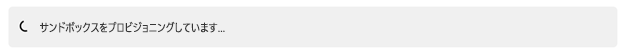 “サンドボックスのプロビジョニング中“ 読み込み画面