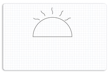 太陽を示す円弧とベジエ曲線の図