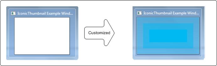 カスタム ビットマップを使用した元のサムネイル画像と変更されたサムネイル画像の図