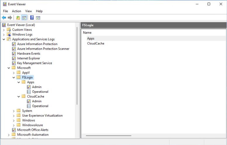 FSLogix 이벤트 로그