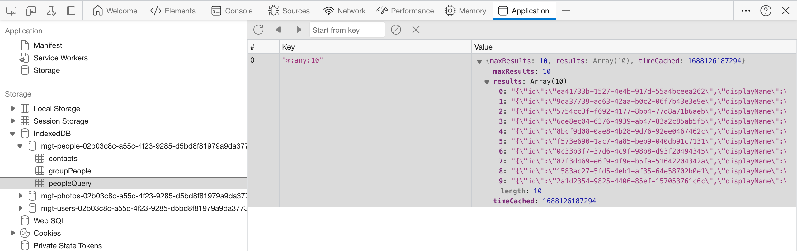 devtools indexedDB