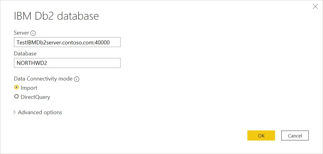 IBM Db2 데이터베이스 연결을 입력합니다.