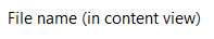 first column: file name (in content view) 