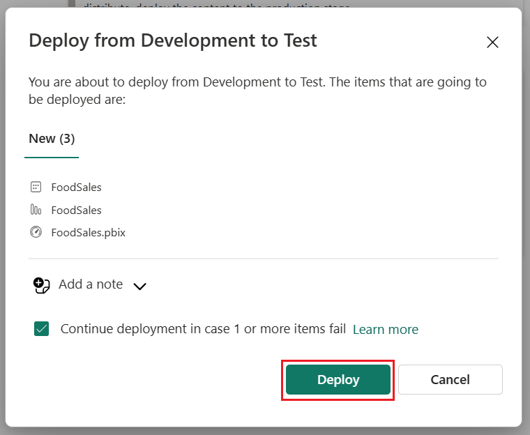 Screenshot of UI screen with Confirm deploy.