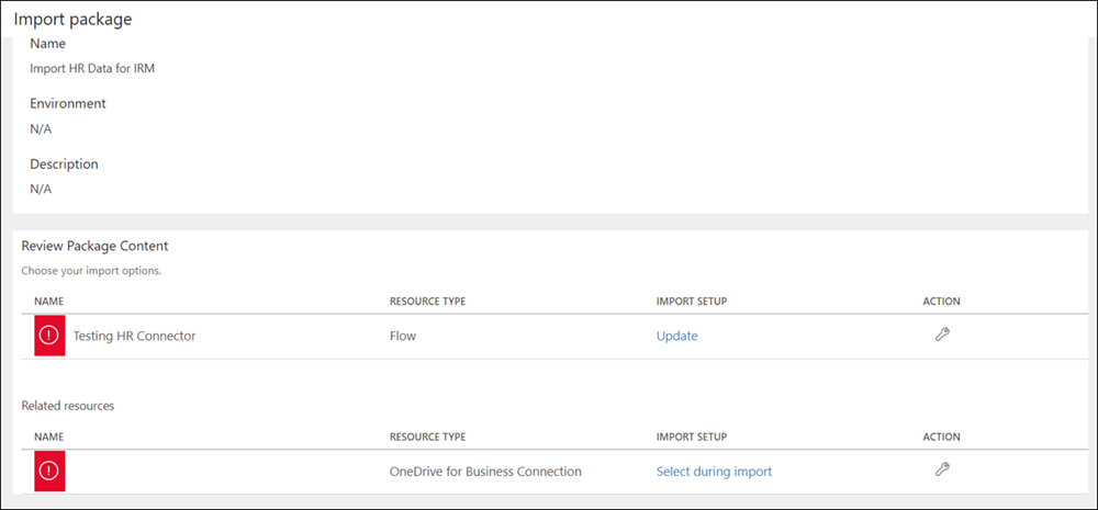 Power Automate flow import.