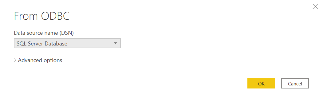 ODBC-verbindingsbouwer in Power Query Desktop.
