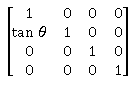 Geeft een scheeftrekkende matrix weer in de X-richting.