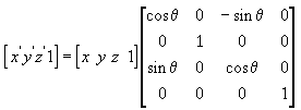 vergelijking van een y-draaiingsmatrix voor een nieuw punt