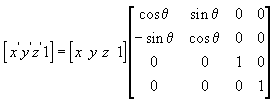 vergelijking van een z-draaiingsmatrix voor een nieuw punt