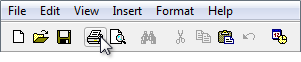 schermafbeelding van de printerknop van de werkbalk geselecteerd 
