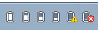 schermafbeelding van zes pictogrammen met de batterijstatus 